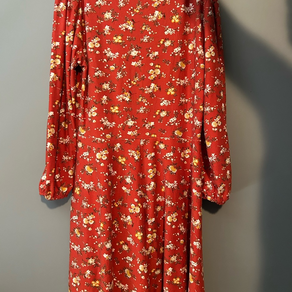 Rue21 Red Floral Long Sleeve Dress
